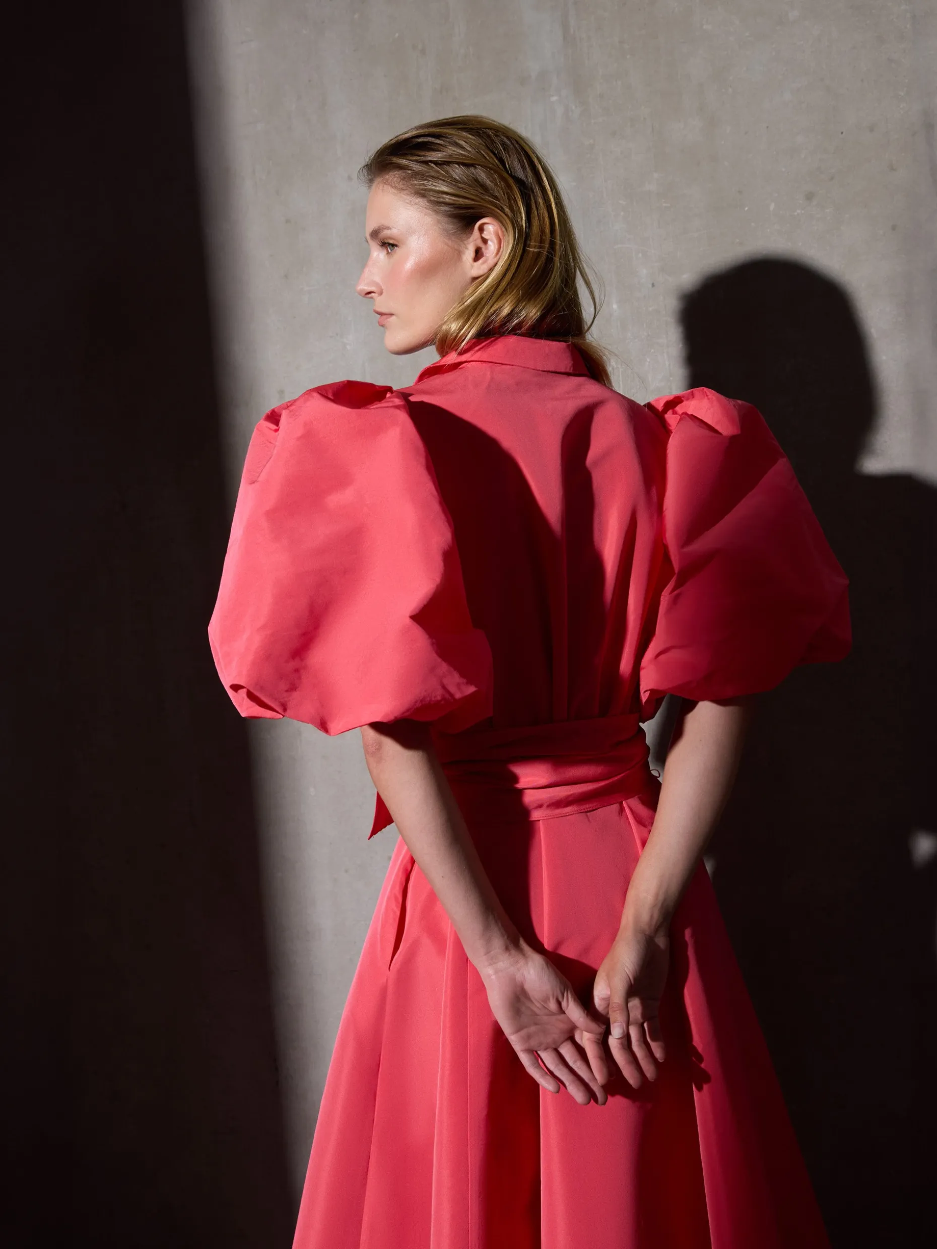 Vestido CaprileXSilbon camisero tafeta rojo