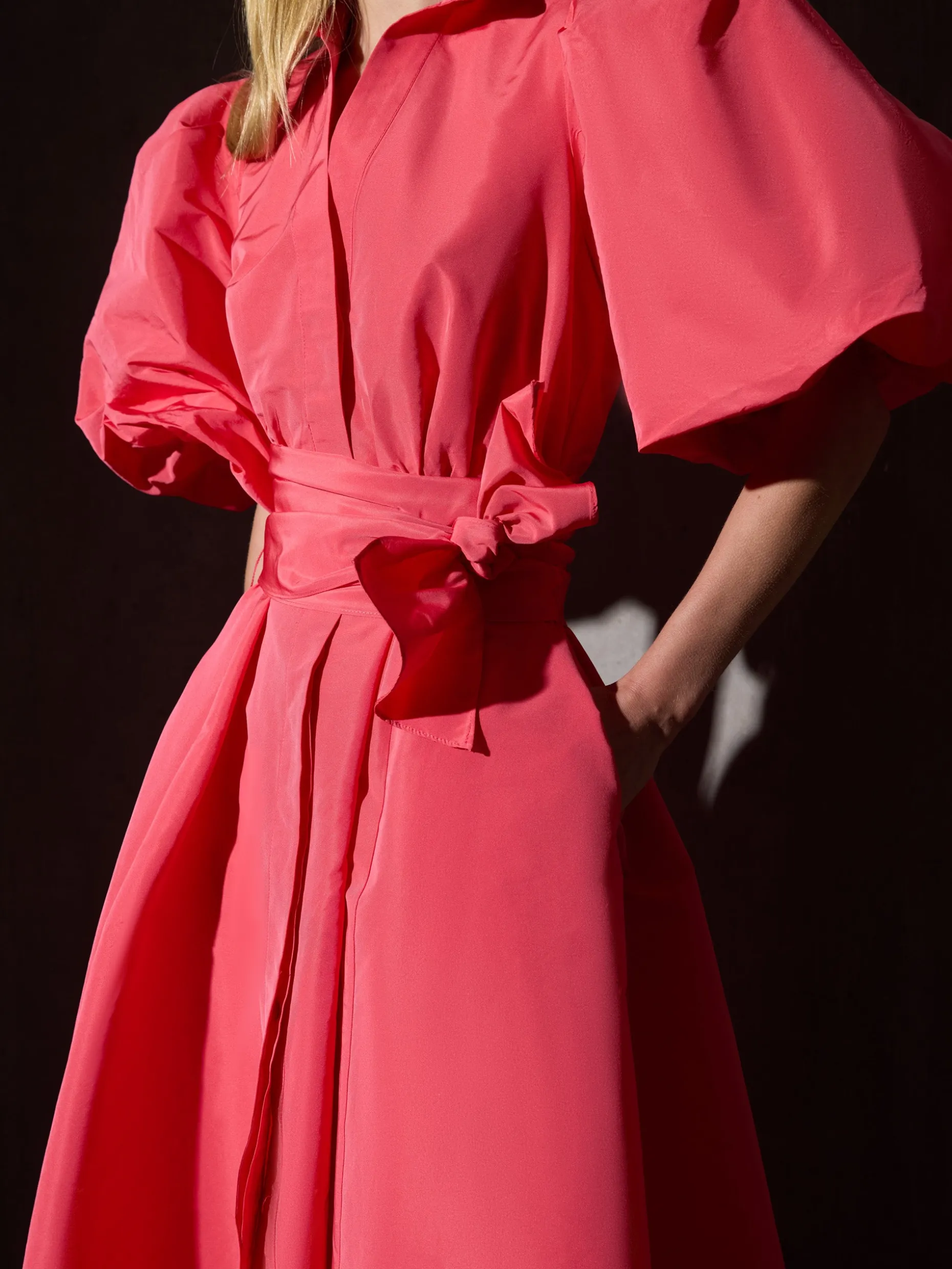 Vestido CaprileXSilbon camisero tafeta rojo
