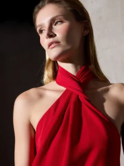 Vestido CaprileXSilbon halter rojo