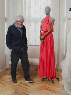 Vestido CaprileXSilbon plisado lazo coral