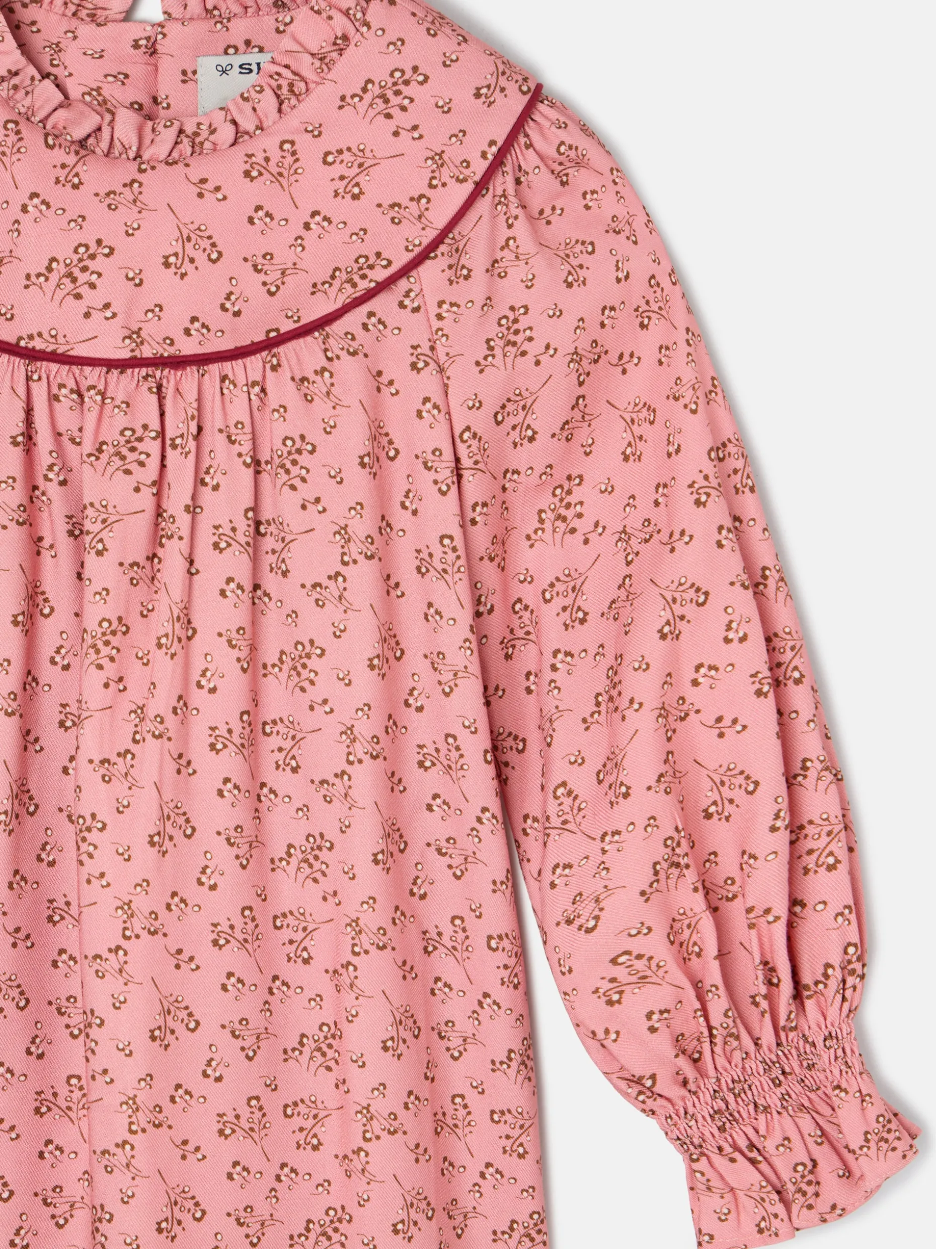 Vestido girl puño estampado flores rosa