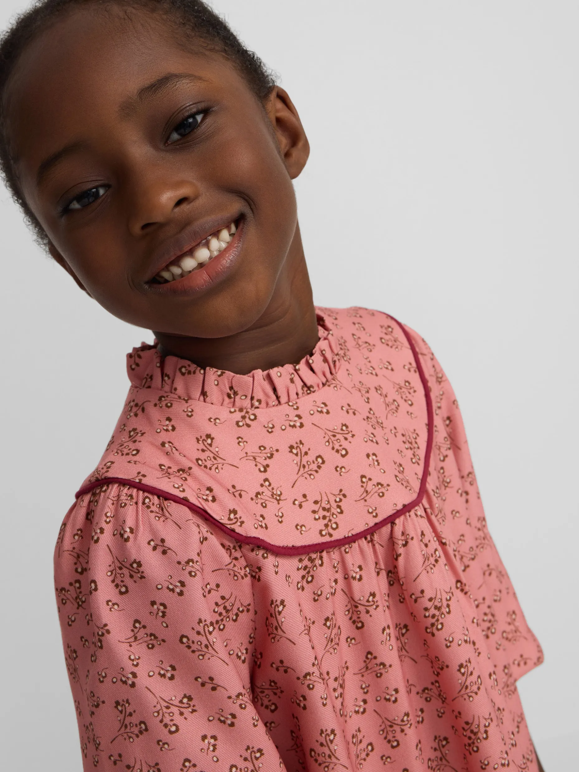 Vestido girl puño estampado flores rosa