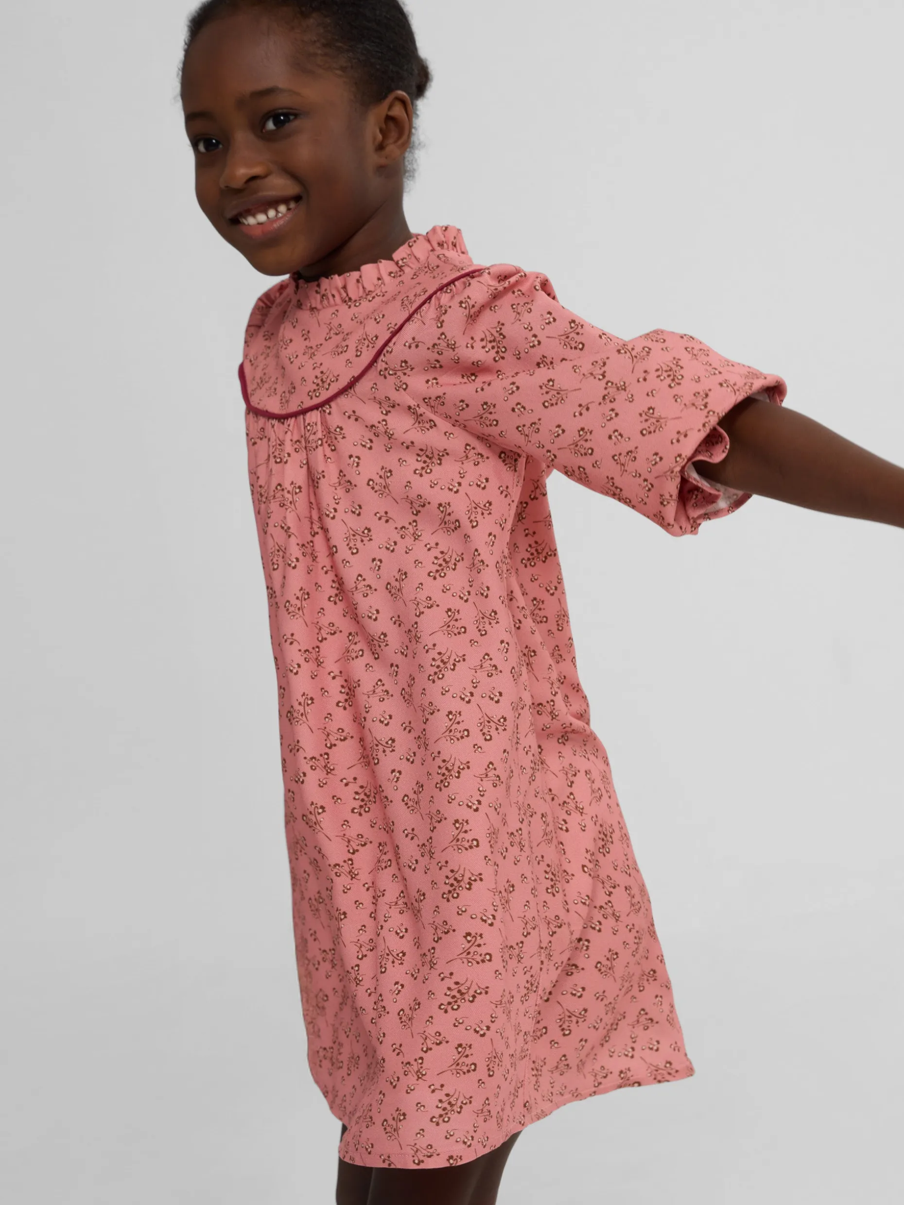 Vestido girl puño estampado flores rosa