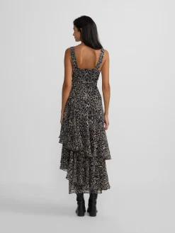 Vestido largo estampado animal print azules