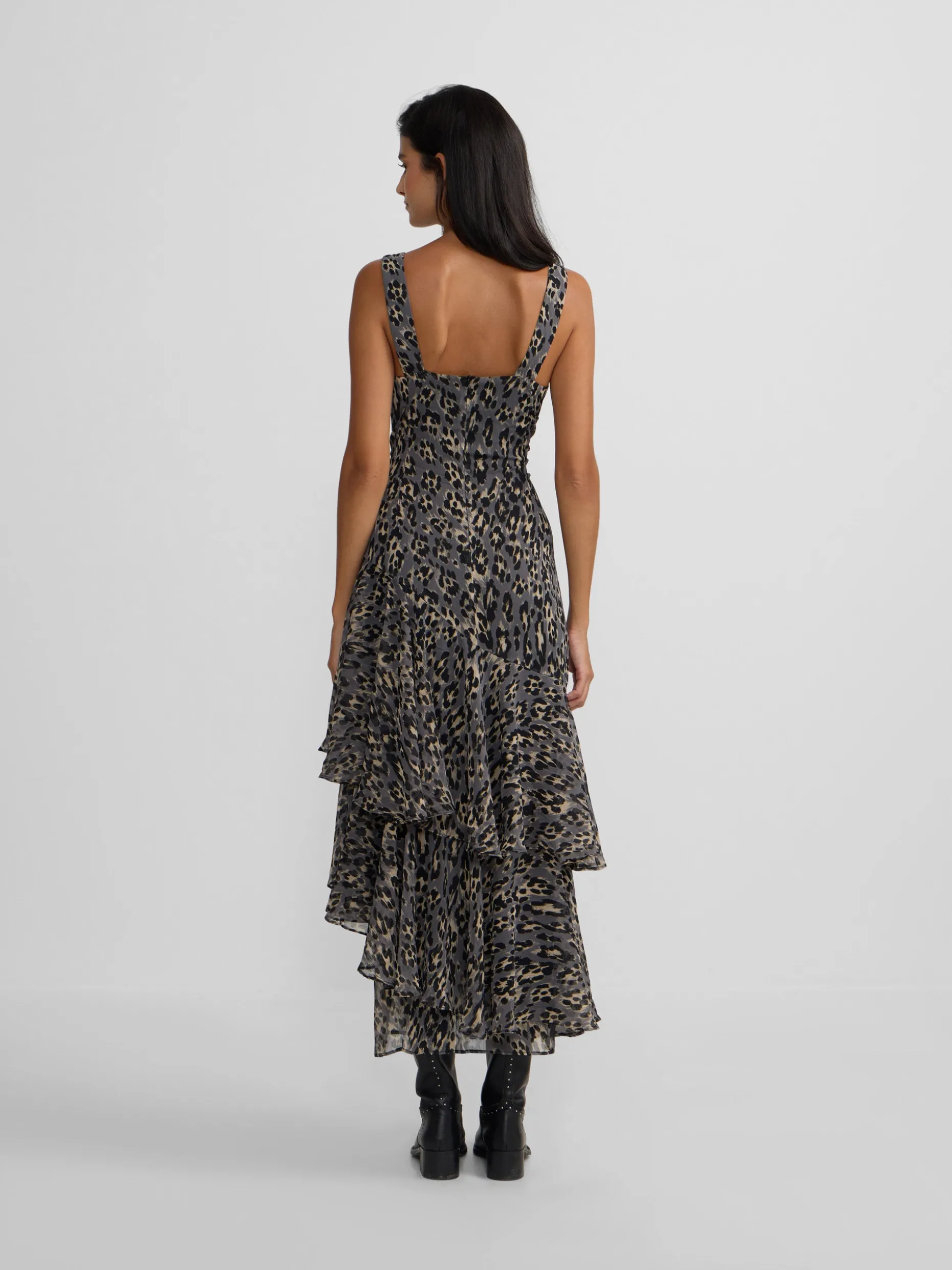 Vestido largo estampado animal print azules