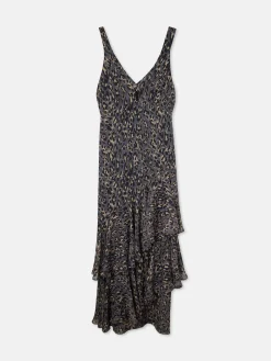 Vestido largo estampado animal print azules
