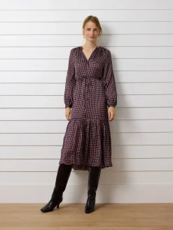 Vestido largo estampado geometrico morados