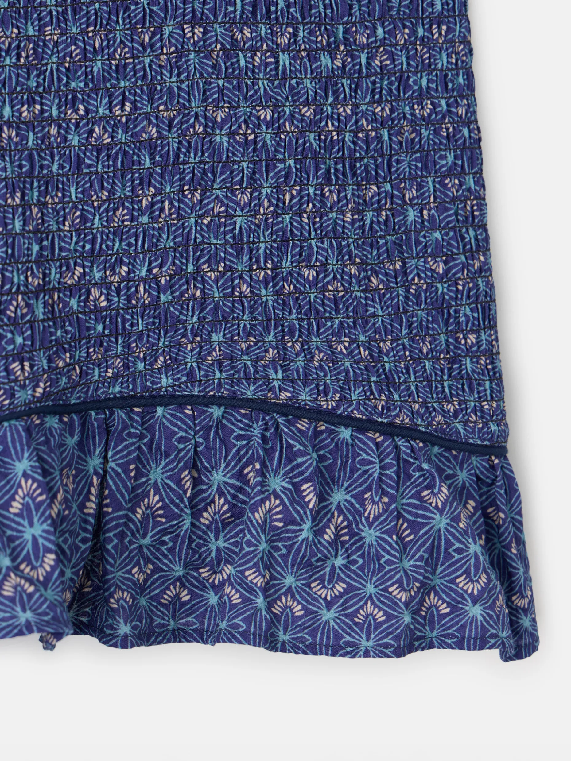 Vestido mini fruncido estampado azules