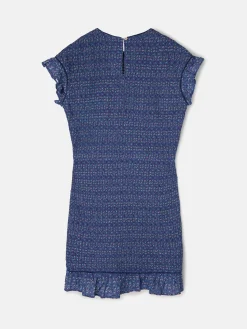 Vestido mini fruncido estampado azules