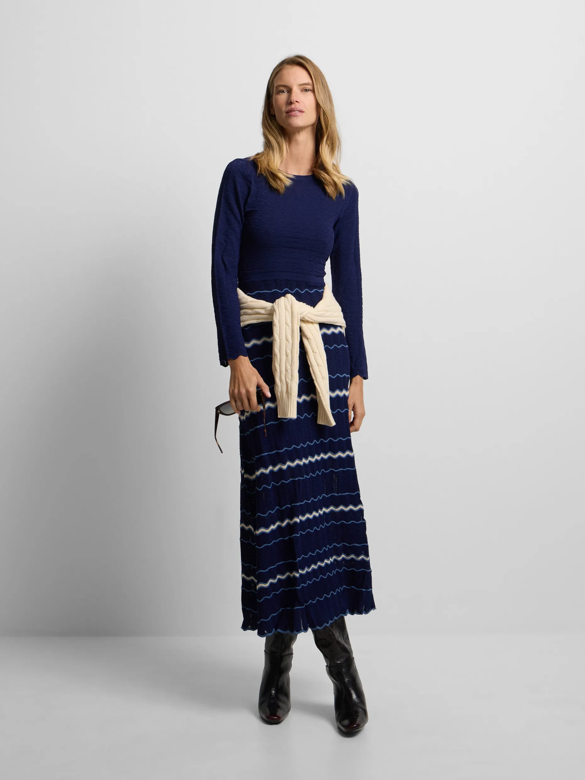 Vestido punto espigas azul