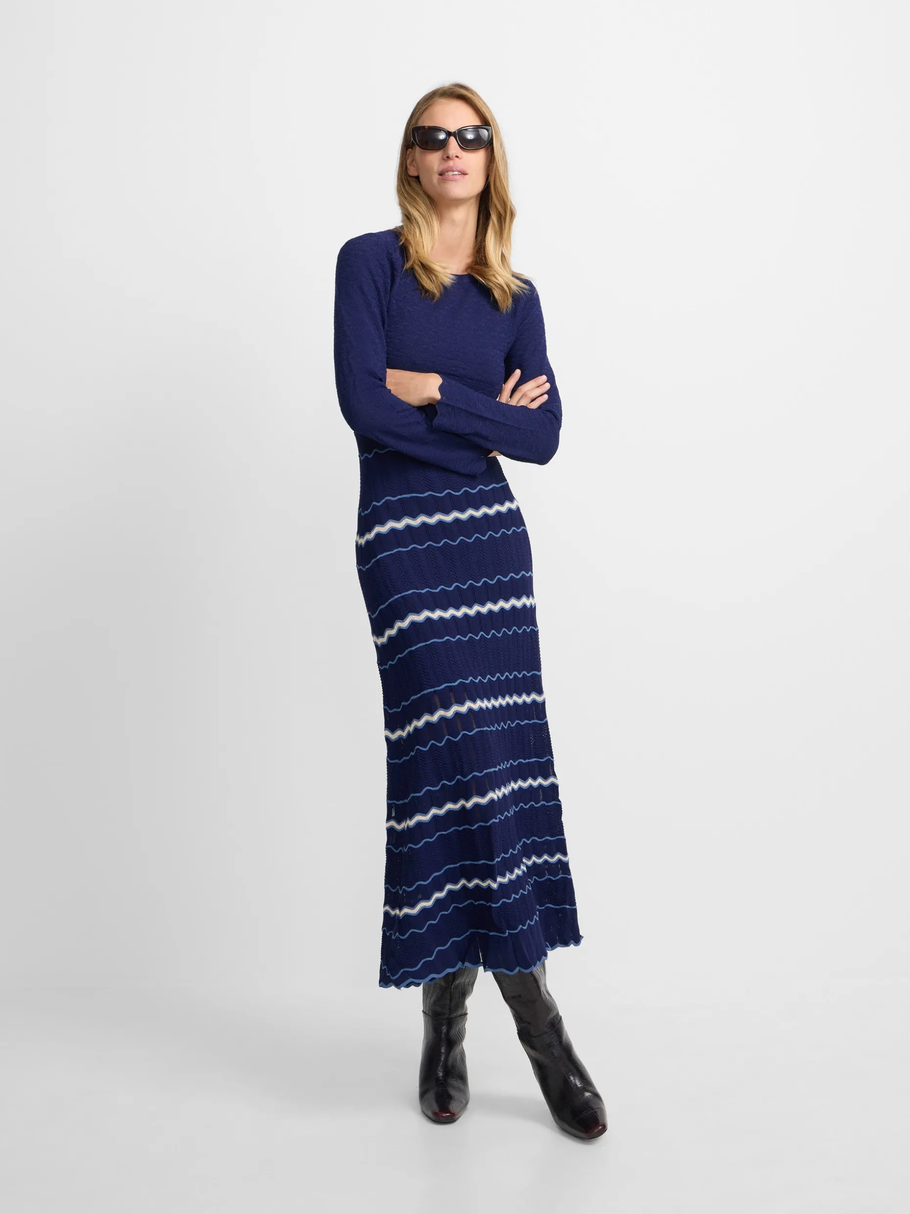 Vestido punto espigas azul