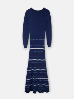Vestido punto espigas azul