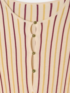 Vestido punto rayas beige