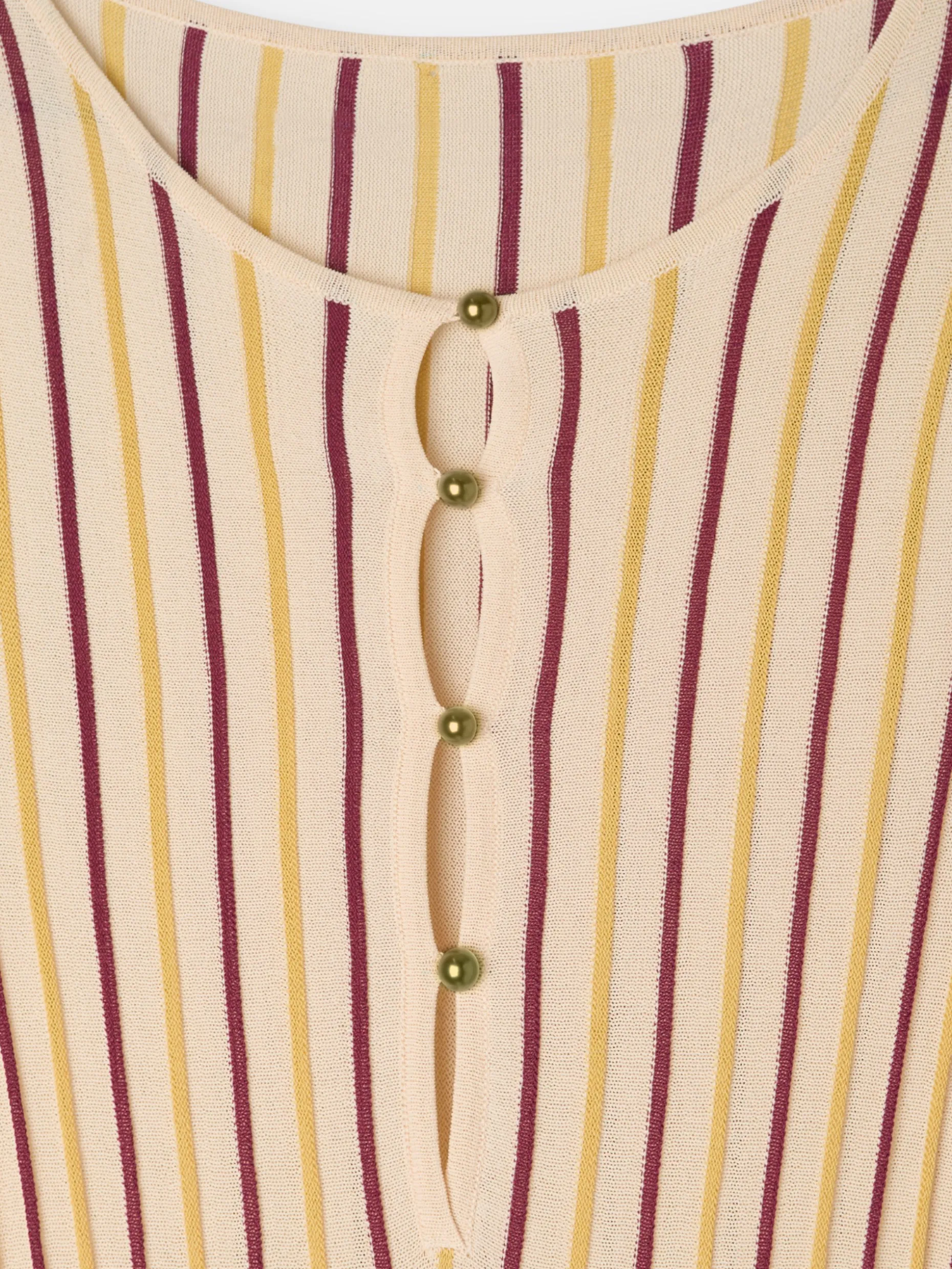 Vestido punto rayas beige
