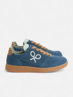 Zapatilla casual piel azul