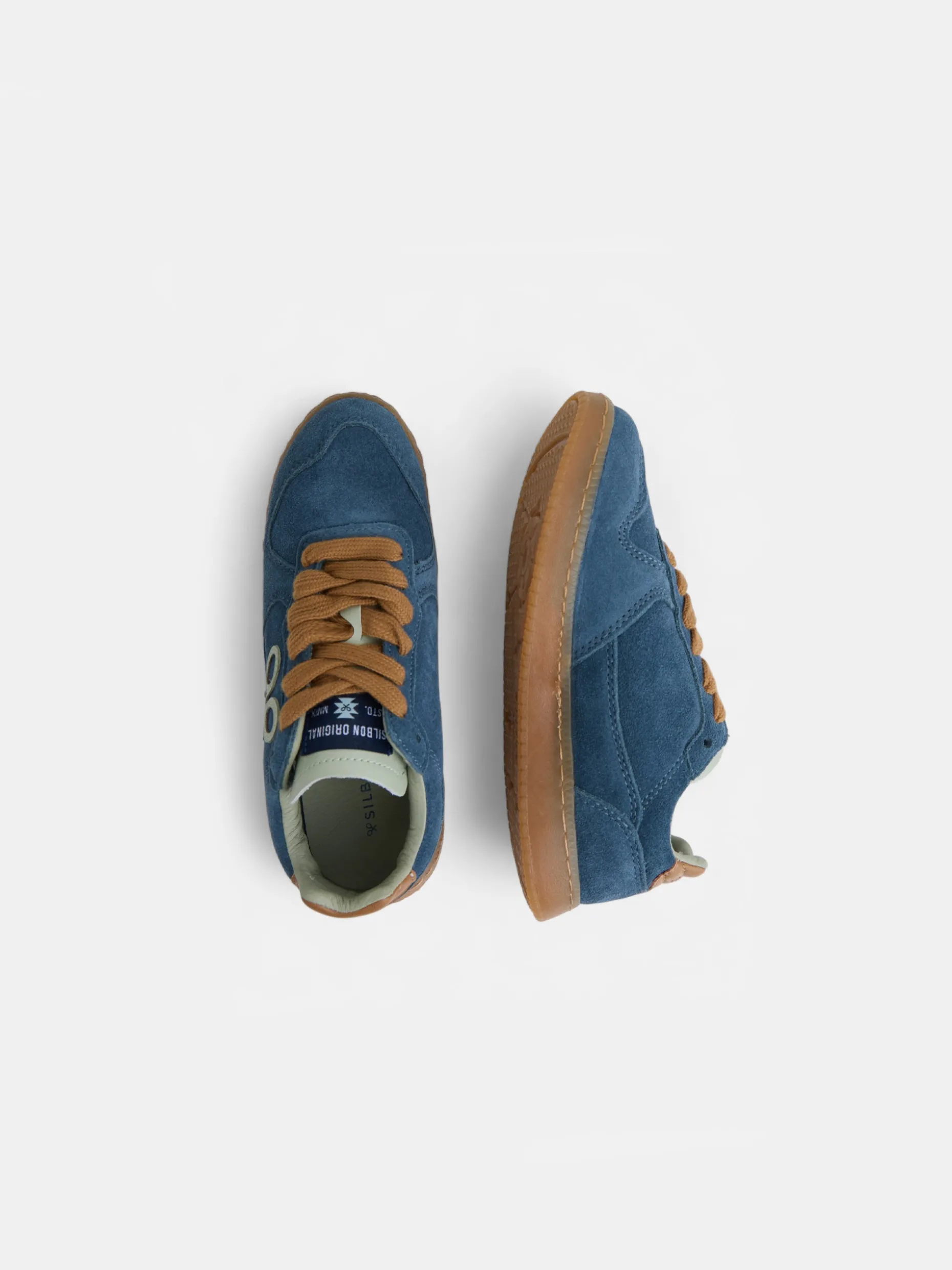 Zapatilla kids casual piel azul