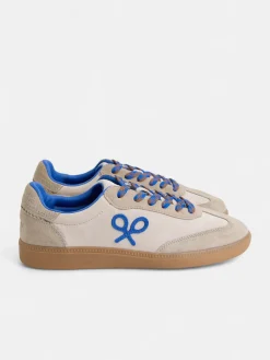 Zapatilla raqueta beige y azul