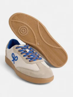 Zapatilla raqueta beige y azul