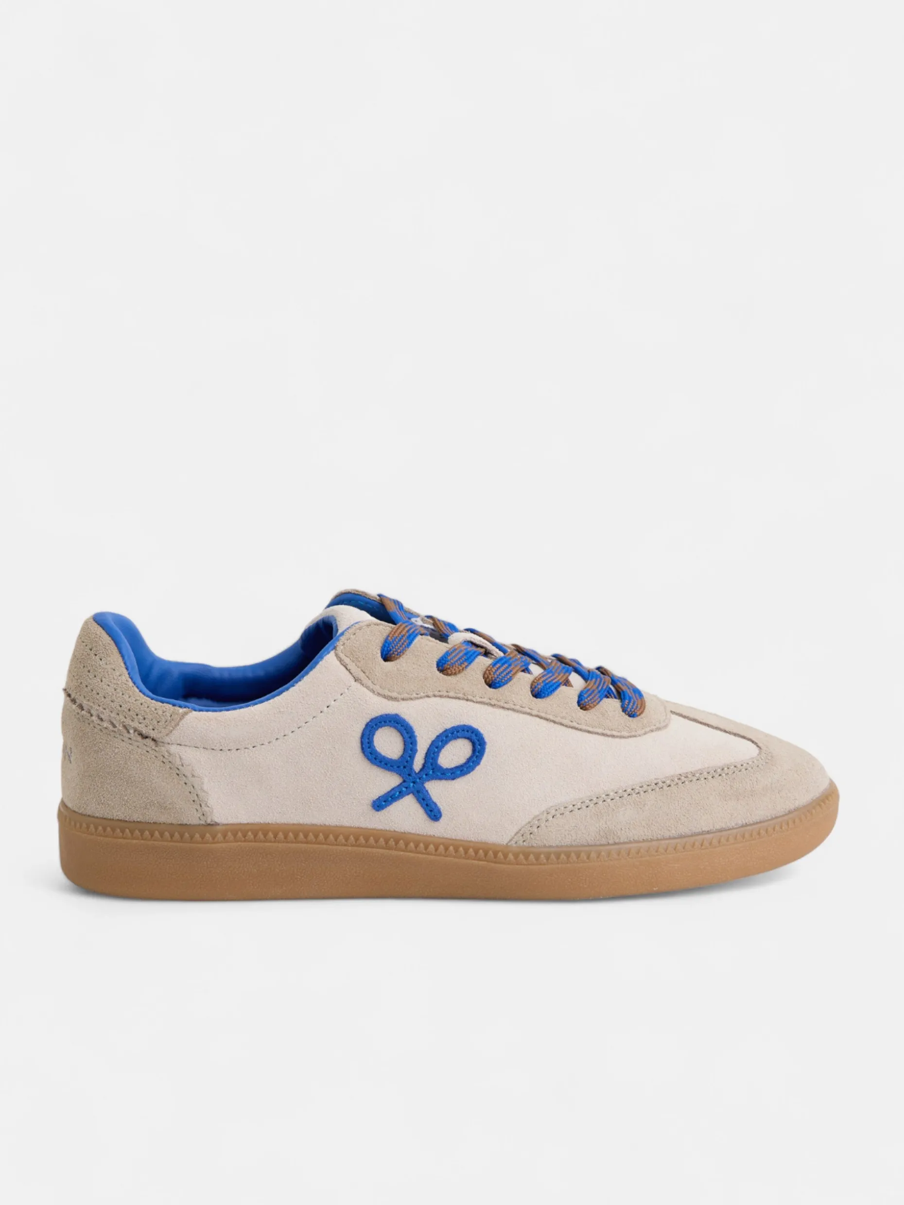 Zapatilla raqueta beige y azul