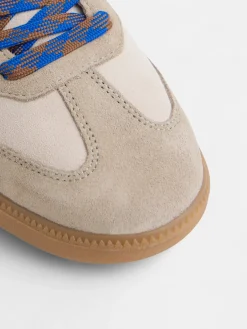 Zapatilla raqueta beige y azul
