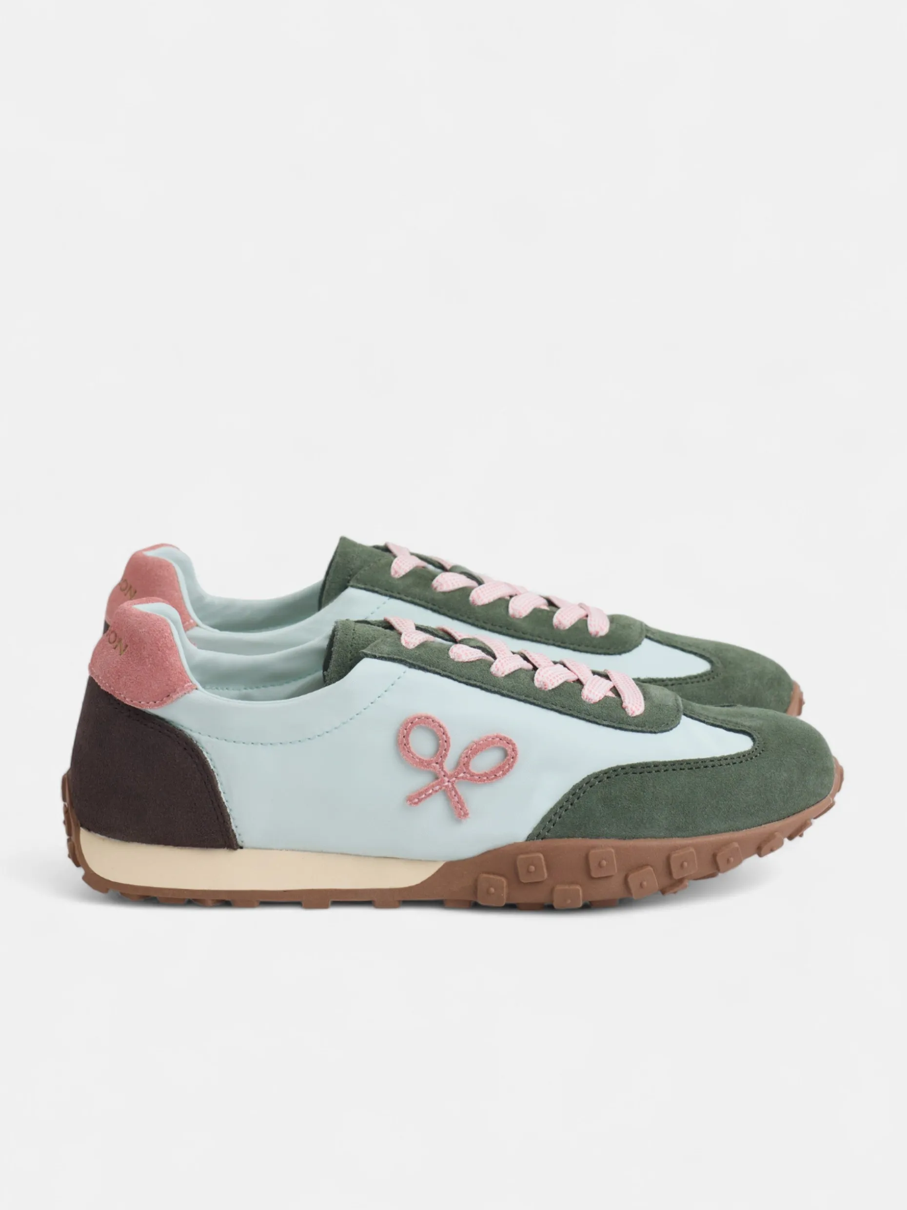 Zapatilla running rosa y verde