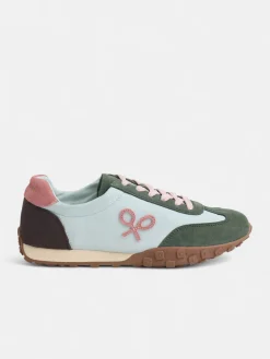 Zapatilla running rosa y verde