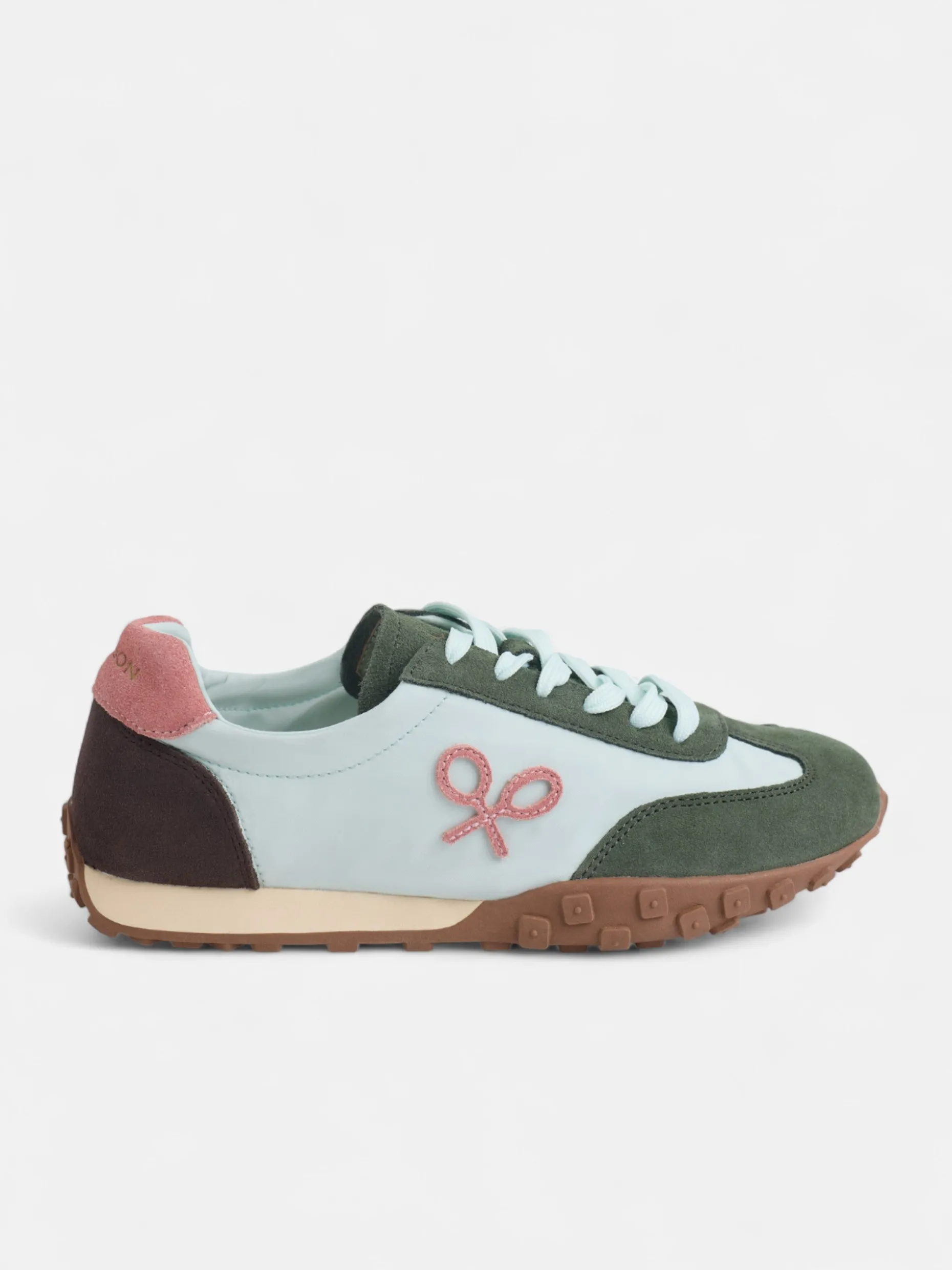 Zapatilla running rosa y verde