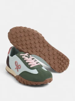 Zapatilla running rosa y verde