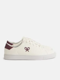 Zapatilla silbon clasica blanca burdeos