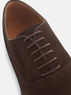 Zapato clasico ante cordones marron oscuro