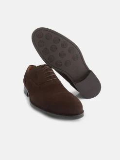 Zapato clasico ante cordones marron oscuro