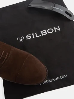 Zapato clasico ante cordones marron oscuro
