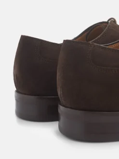 Zapato clasico ante cordones marron oscuro