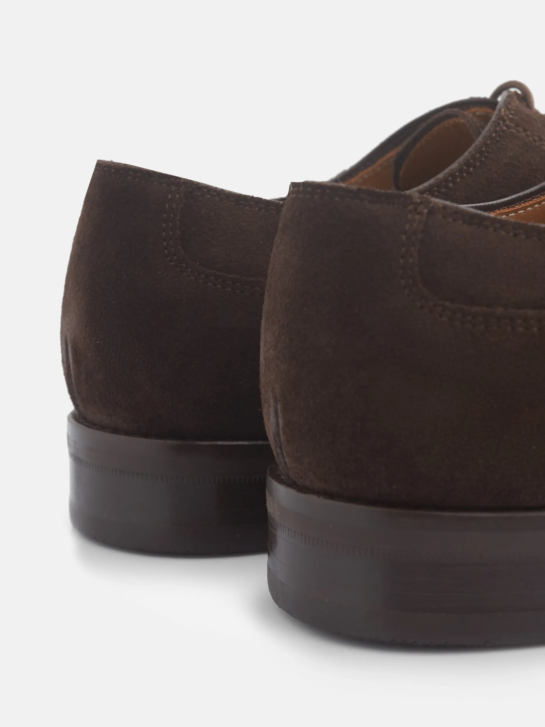 Zapato clasico ante cordones marron oscuro