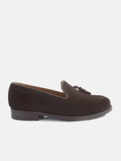 Zapato clasico borlas ante marron oscuro