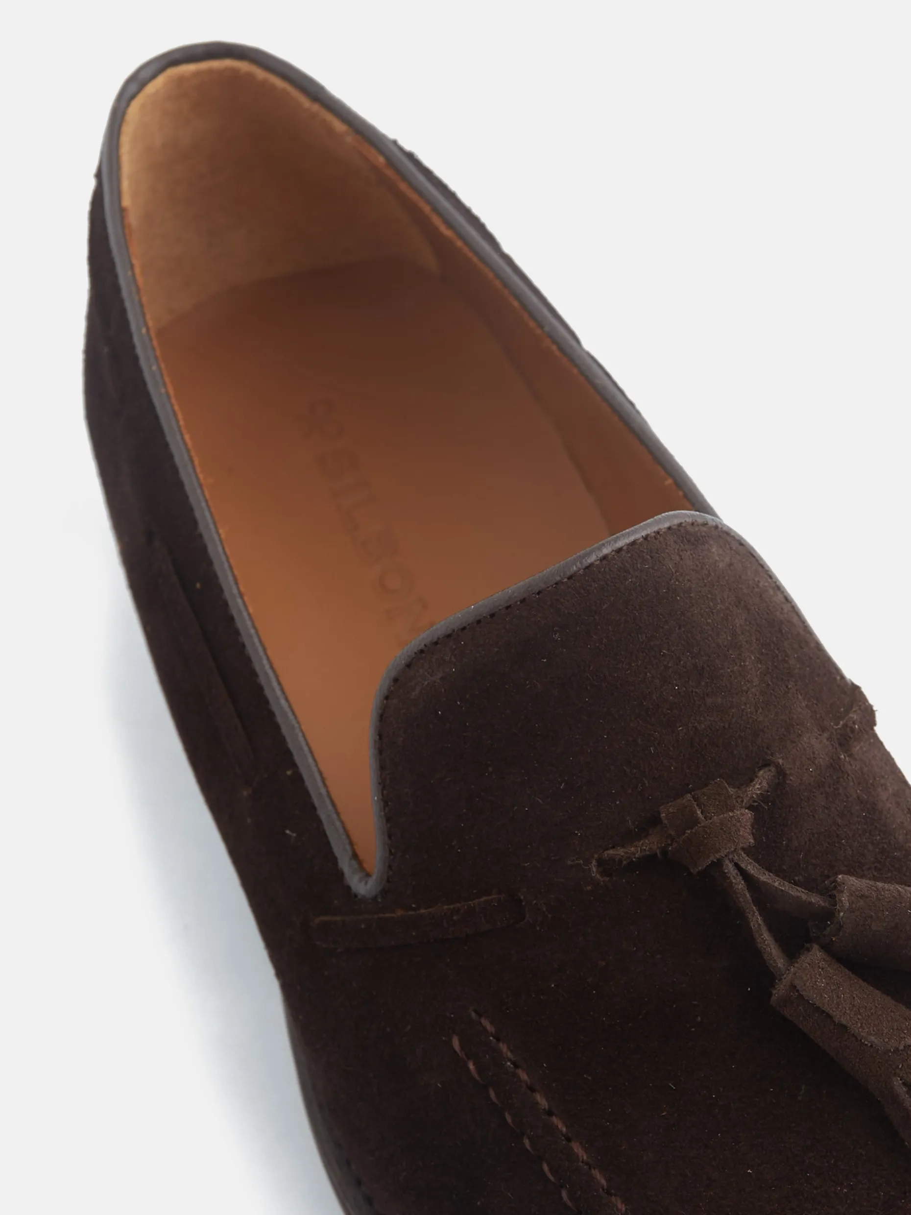 Zapato clasico borlas ante marron oscuro