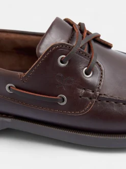 Zapato nautico piel fino marron oscuro