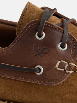 Zapato sport nautico combinado marron