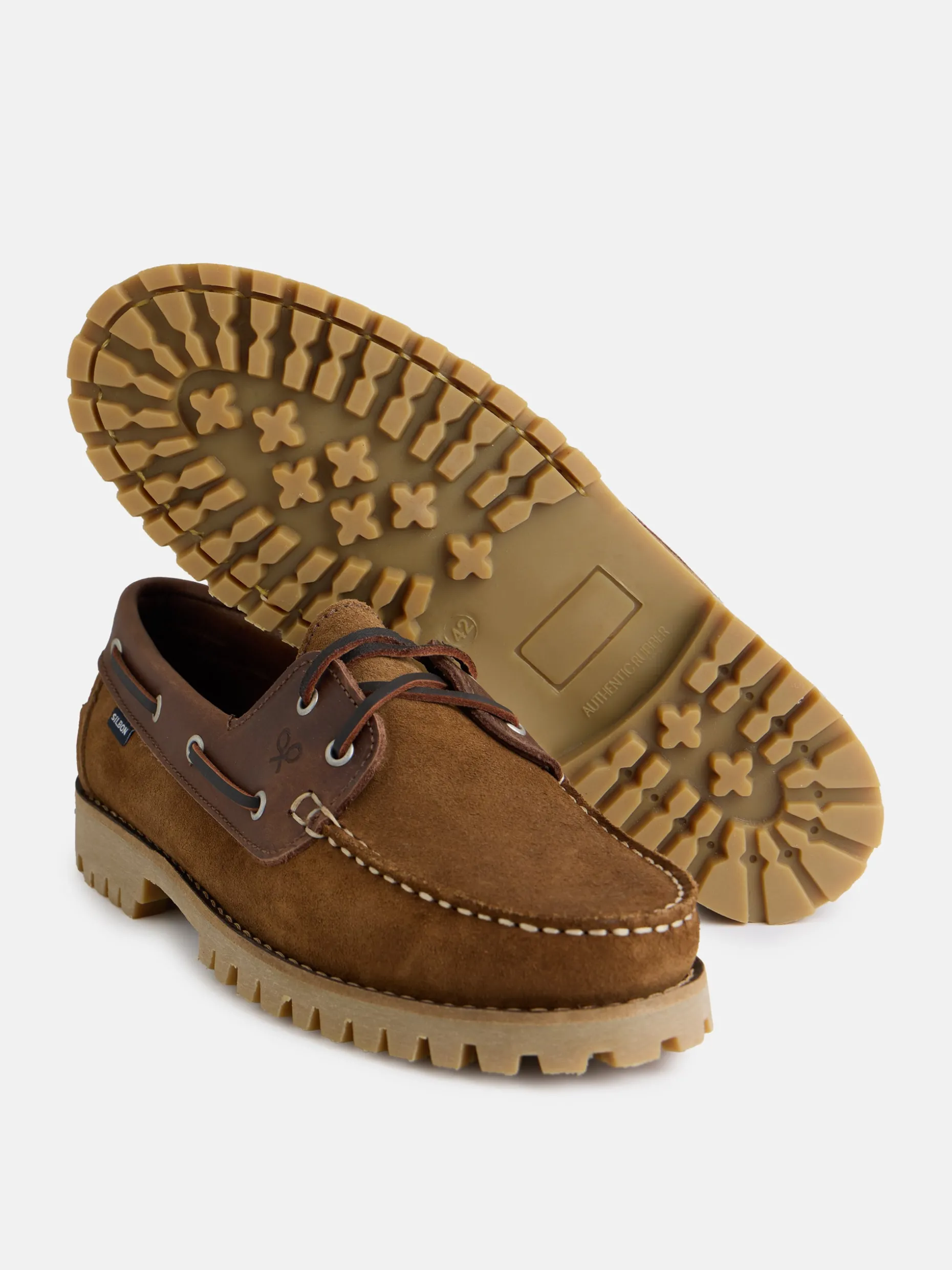 Zapato sport nautico combinado marron