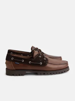 Zapato sport nautico combinado marron oscuro