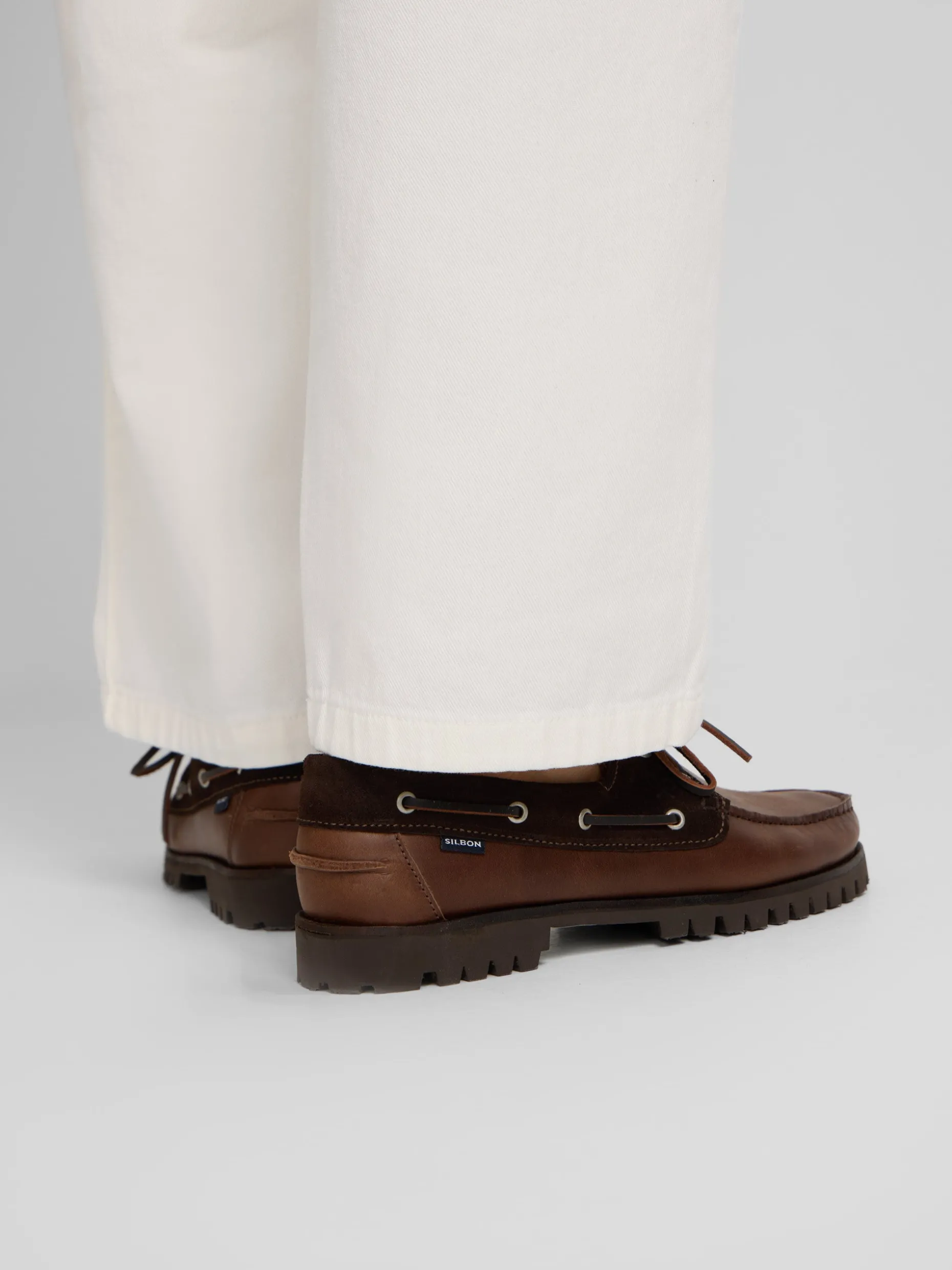 Zapato sport nautico combinado marron oscuro