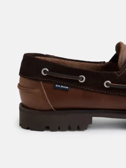 Zapato sport nautico combinado marron oscuro