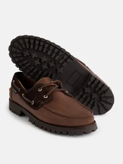 Zapato sport nautico combinado marron oscuro